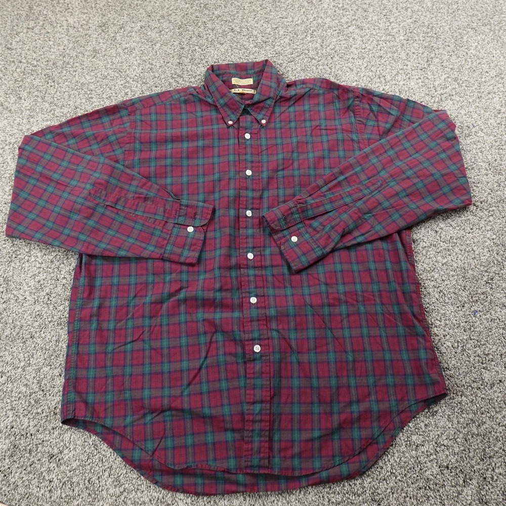 VTG LL Bean Shirt‎ Mens 17 XL Red Green Tartan Plaid Button Down Long Sleeve 90s